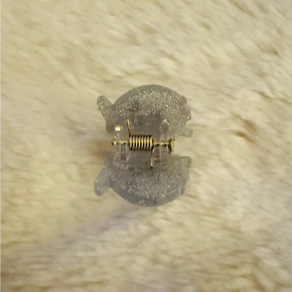 Hair claw clip ,mini,Glittery Ghost with bow